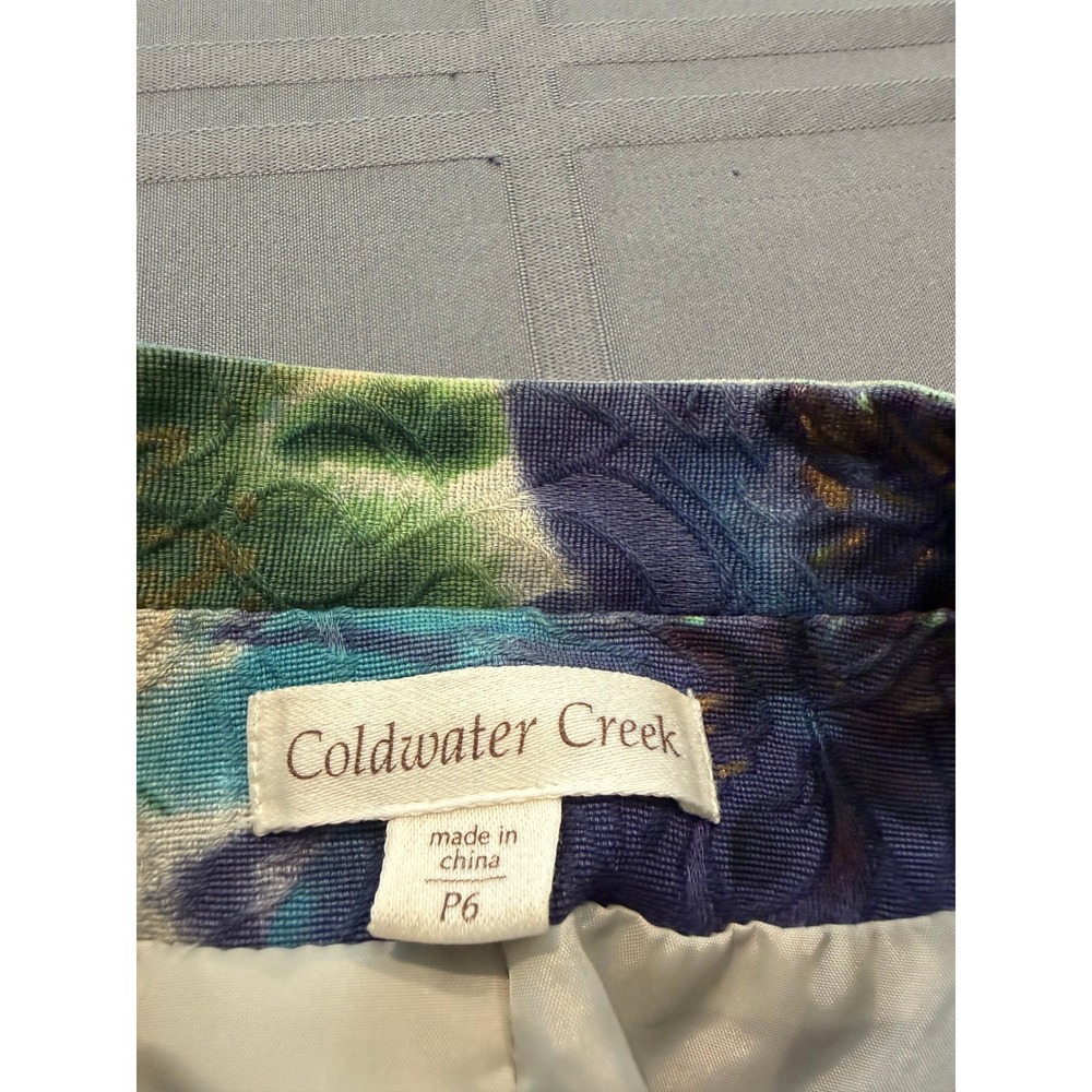 Coldwater Creek Women 6Petite Floral Tapestry Jacket Snap Button Blazer Blue - Picture 6 of 8